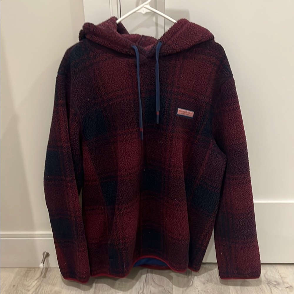 Vineyard Vines Red and Black Sherpa Fleece/Hoodie